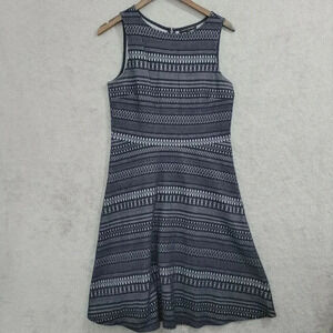 Banana Republic Women's 10 Sleeveless Knit Fit & Flare Dress Blue Pattern 23PT